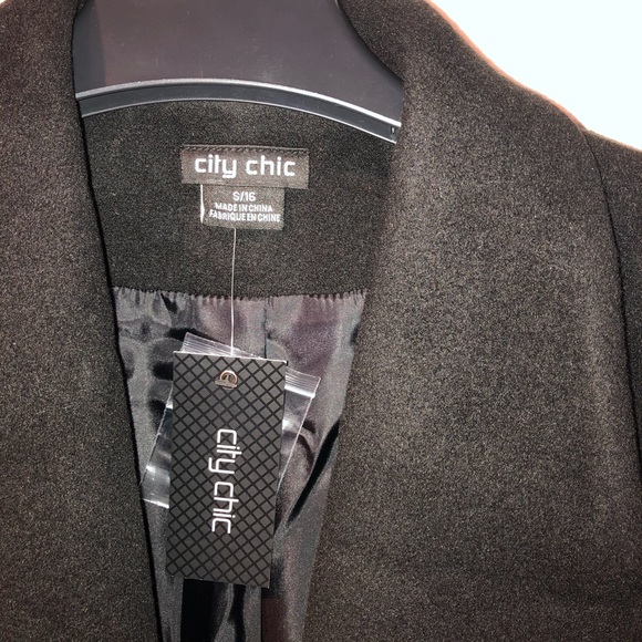 City Chic Simple Wrap Coat. Black Sz Small NWT. - Picture 4 of 6